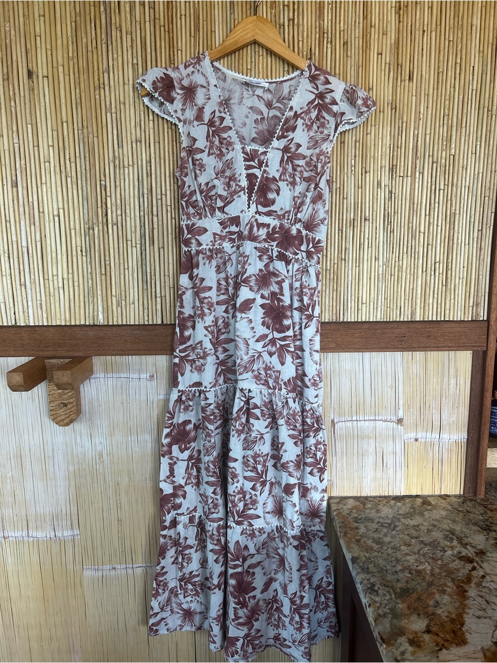 Lapogee Fall Floral Tiered Maxi Dress Sm. Cottagecore Earthy Woodblock Romantic